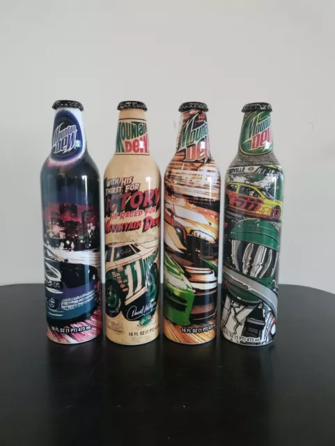 NASCAR Series Mountain Dew Collectible Aluminum Bottles Complete Set of 4 *EMPTY