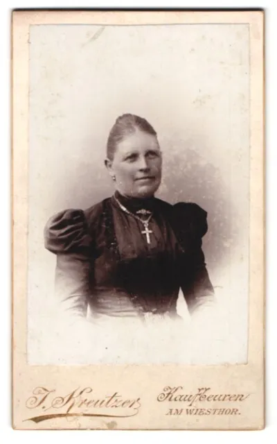 Photography J. Kreutzer, Kaufbeuren, portrait middle-class lady with collar brooch