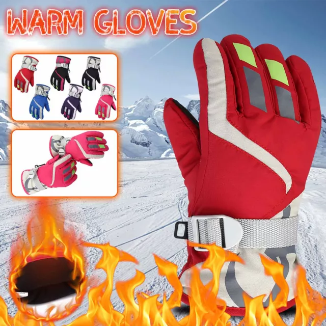 Kids Boys Girls Ski Snow Gloves Winter Waterproof Warm Thermal Windproof Mittens
