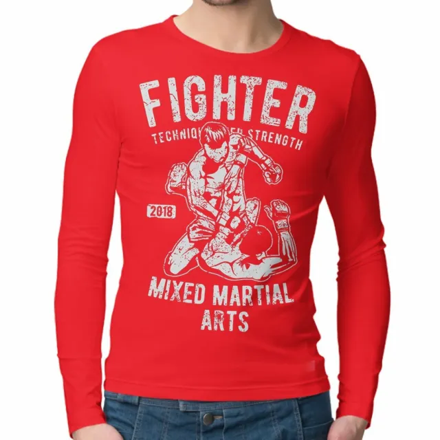 T-shirt da uomo MMA Fighter maniche lunghe arti marziali miste