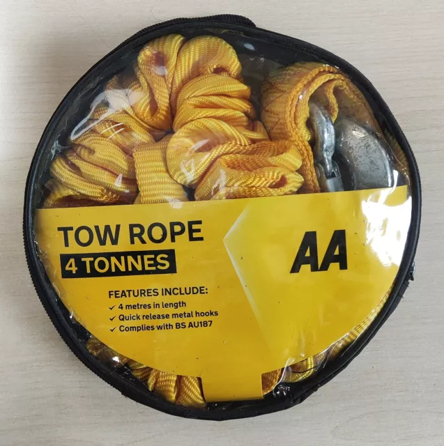 Aa - 4 Tonne Heavy Duty Tow Rope Strap Breakdown 4 Metres Long