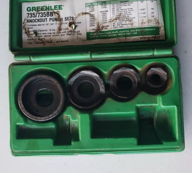 Greenlee 735BB Ball Bearing Knockout Punch Set Parts and Case Only Please Read