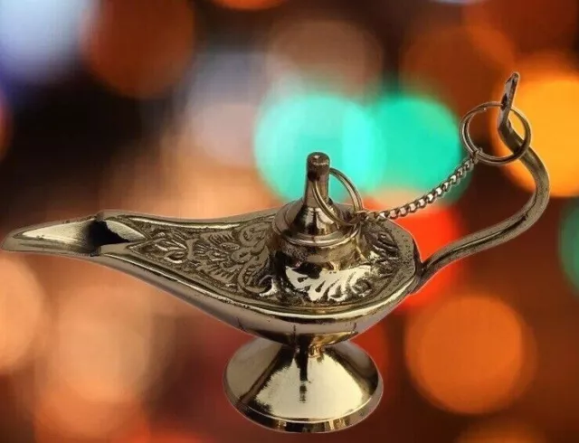 LOVELY 10 BRASS Aladdin Genie Oil Lamp Home Decor Incense Burner  Collectibles $54.99 - PicClick AU