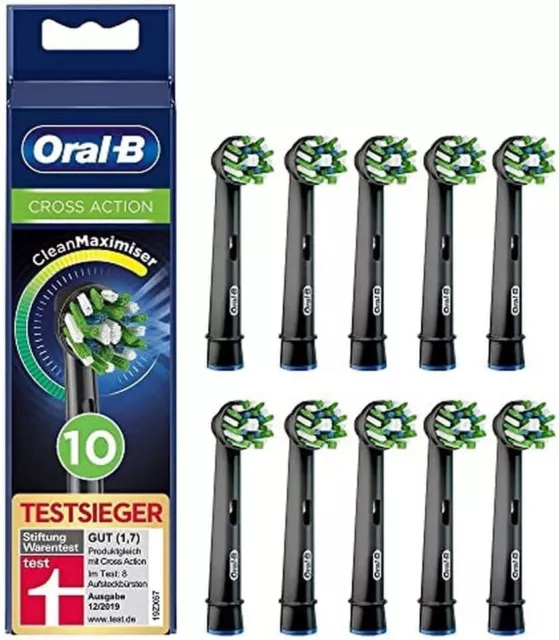 Oral-B CrossAction Toothbrush Heads, Black with CleanMaximiser - 10 Pack