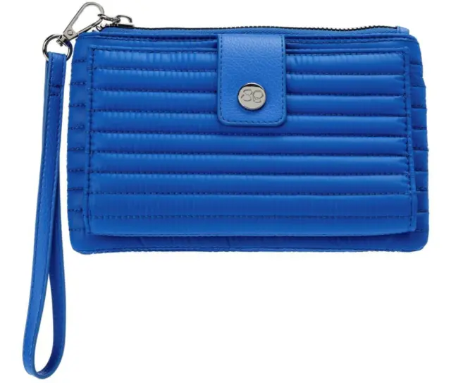 Samantha Brown Quilted Solids Cobalt Blue Zip Wallet Wristlet NWT