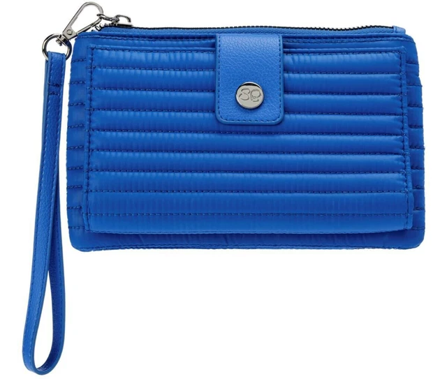 Samantha Brown Quilted Solids Cobalt Blue Zip Wallet Wristlet NWT