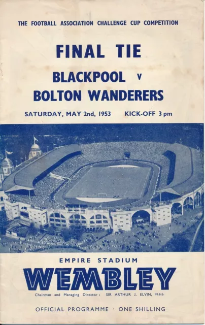 FA CUP FINAL PROGRAMME 1953 Blackpool v Bolton Wanderers