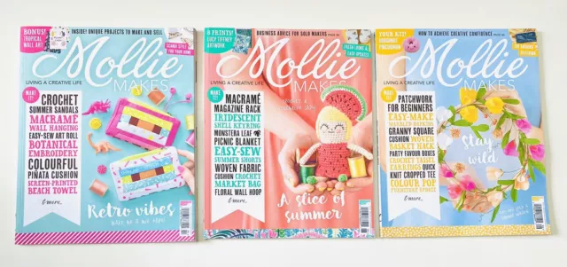 Mollie Makes Magazine - Lot of 3 - Issue 94 95 96 - Crochet, Macrame, Crafts