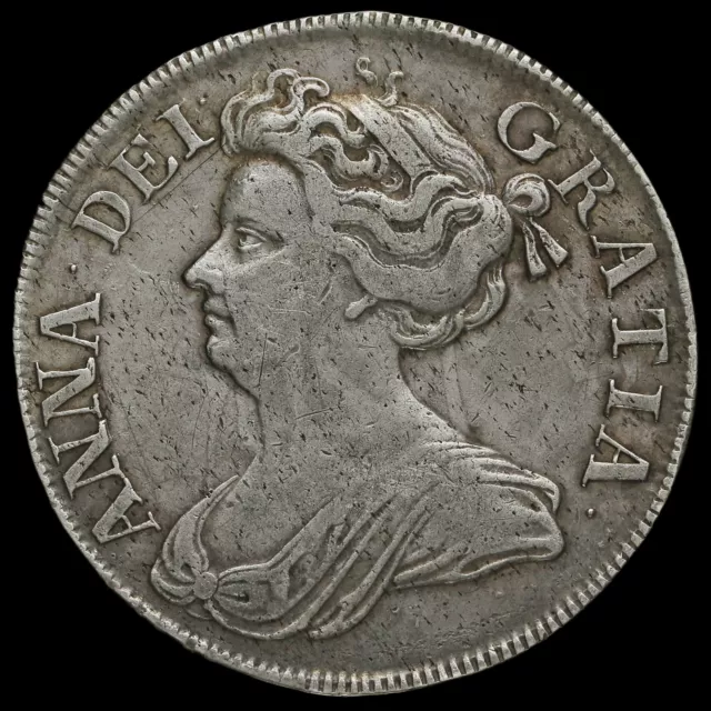 1712 Queen Anne Early Milled Silver Half Crown