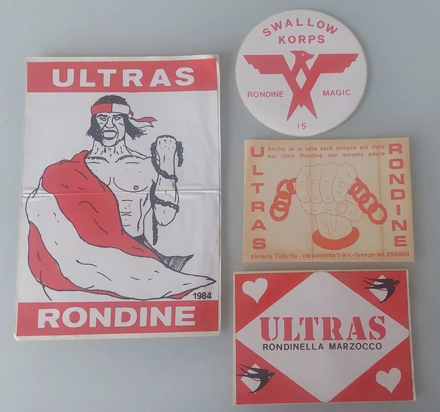4 ADESIVI ULTRAS Rondinella Firenze Rondine Anni 80 Sticker autocollant