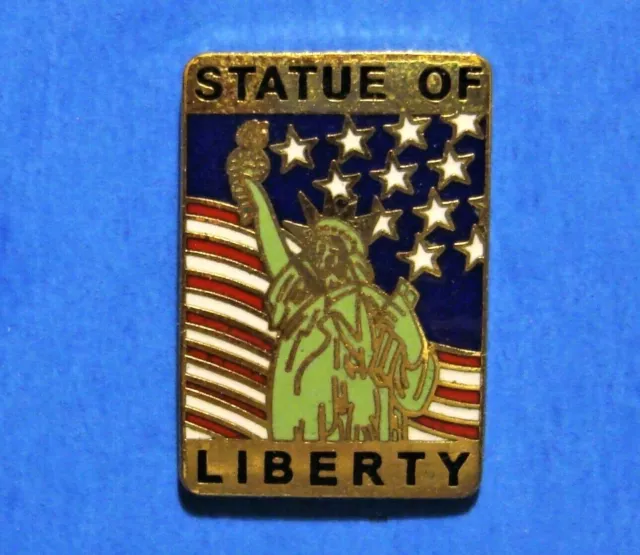 New York - Statue Of Liberty - Usa Flag - Vintage 1996 Lapel Pin - Hat Pin