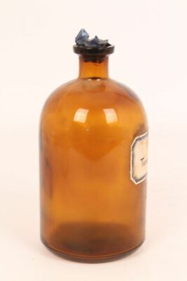 Apotheker Flasche Medizin Glas braun Ol. Terebinthin antik Deckelflasche 5