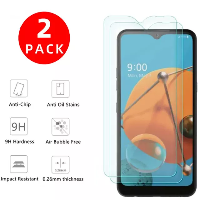 2 Pack Premium Real 9H Tempered Glass Screen Protector For LG K51