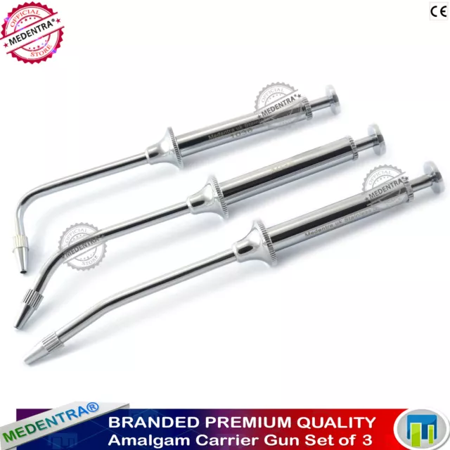 Dentist Metal Amalgam Carrier Gun Set of 3 Restorative Instruments Dental Tools