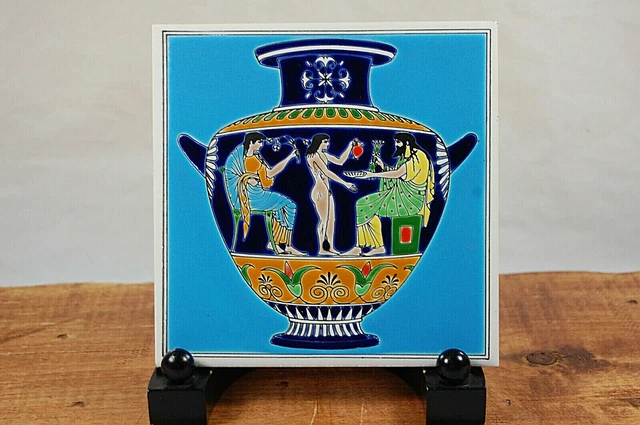 Vintage Greek Art Tile By "Smaltotechniki"  Grecian Urn