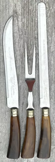 Vintage FLINT Hollow Ground Cutlery 3 Pc Carving Set-Stainless Steel  Vanadium