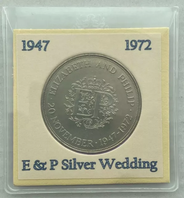 1972 Great Britain "Elizabeth & Phillip 25th Wedding Anniversary" 25 Pence Coin