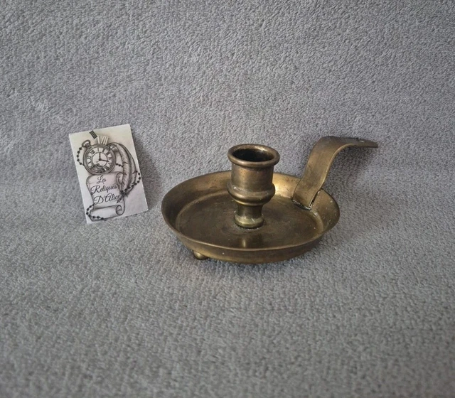 Ancien bougeoir octogonale Hurricane en verre et laiton doré (Gebraucht