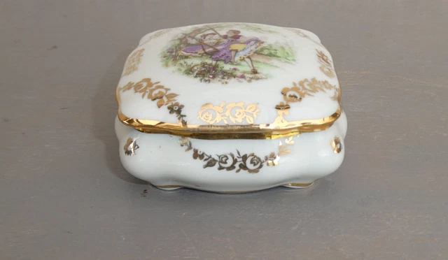 ANCIENNE BOITE BONBONNIÈRE Porcelaine Limoges france scene galante ange putti EUR 49,90