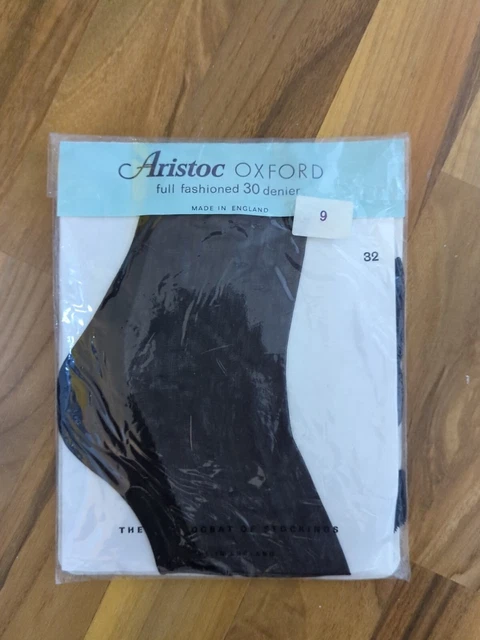 VINTAGE ARISTOC OXFORD Fully Fashioned Seamed Stockings Size 9 Black
