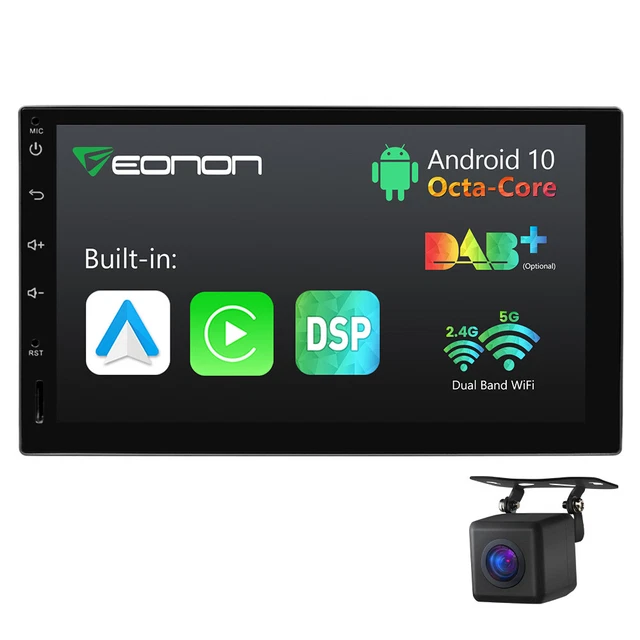 Cam+Eonon Android 10 8-Core 2 DIN auto stereo radio 7" IPS GPS navigazione CarPlay