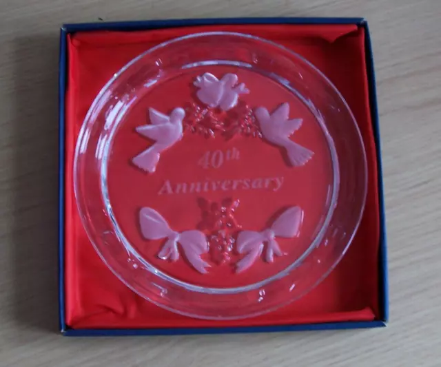 40th Wedding Anniversary, Special Edition Bohemia Lead Crystal Glass Plate & Box