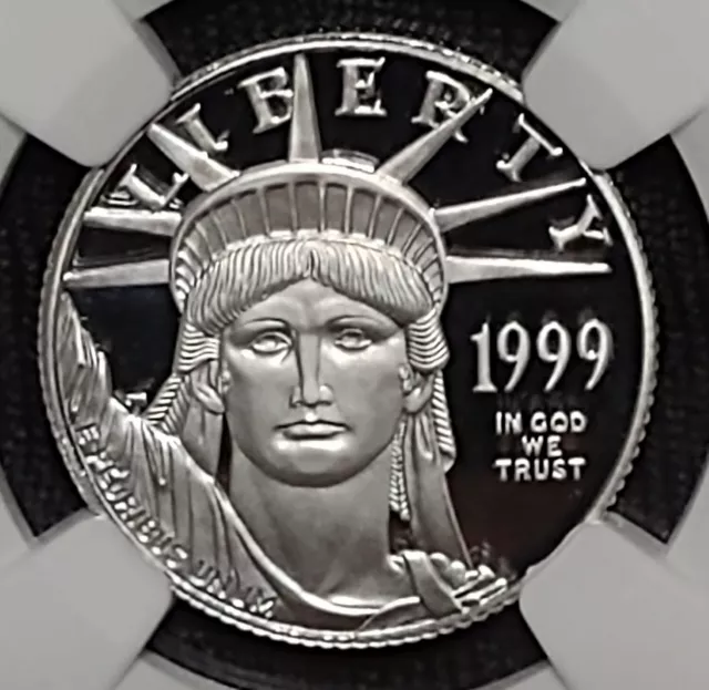 Platinum Eagle NGC PF70 Ultra Cameo 1999W $25 Statue of Liberty 1/4 ounce coin