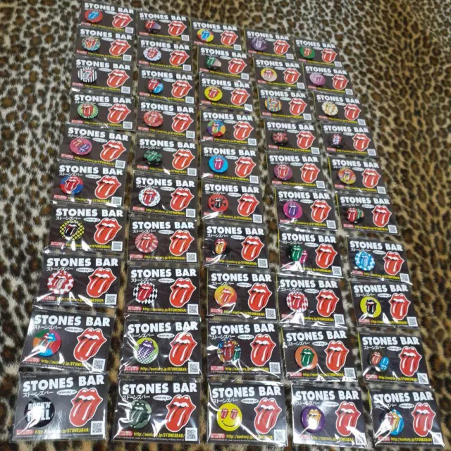 [Japan limited items]Complete set of 50 Rolling Stones“Stones Bar Button Badge