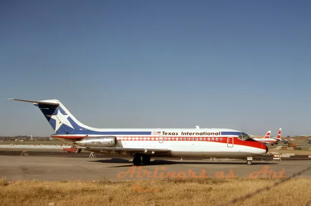 Texas International Douglas DC-9-14 N949L at STL in Nov. 1979 8"x12" Color Print