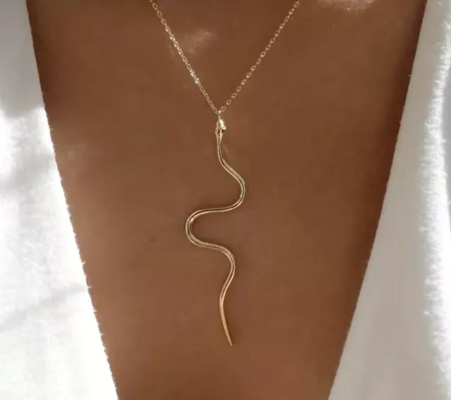 Collar con colgante de serpiente cadena de oro acero inoxidable para mujer niñas