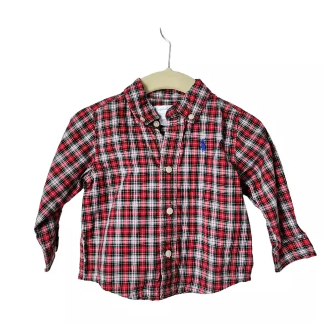 RALPH LAUREN Baby red plaid button up shirt size 9M