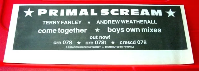 Primal Scream Come Together Vintage ORIG 1990 Press/Magazine ADVERT 11.5"x 4"