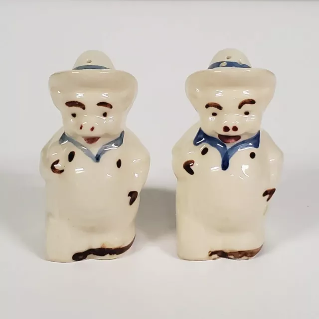 Vintage Shawnee Pottery Farmer Pig Salt & Pepper Shakers