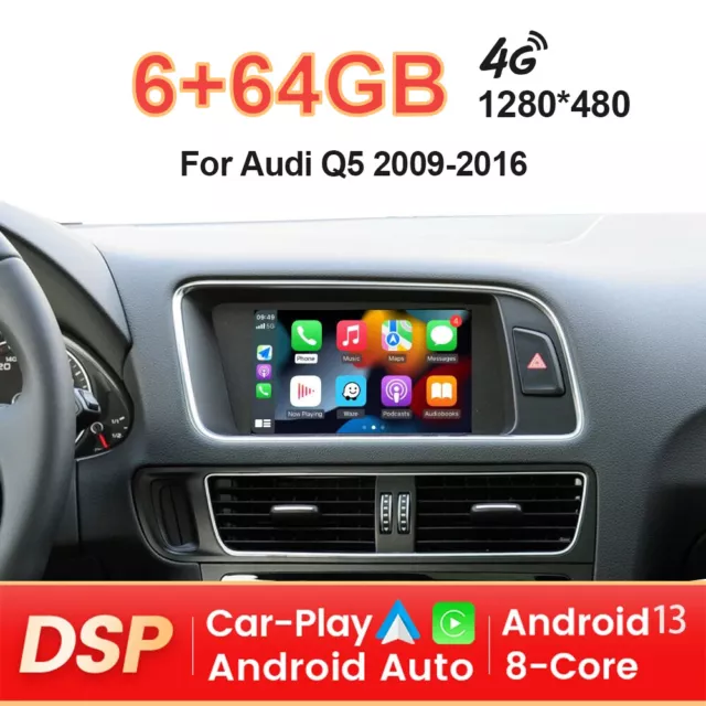 CarPlay Android 13 Autoradio Für Audi Q5 2009-2016 DAB+ WiFi DSP 6+64GB GPS Navi