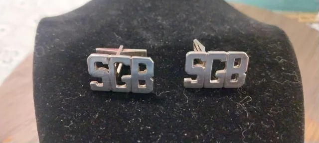 VINTAGE STERLING SILVER Cufflinks Personalized With The Letters SGB $22 ...