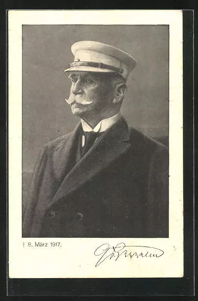 AK Porträtbild von Graf Zeppelin der am 8. März 1917 verstorben ist
