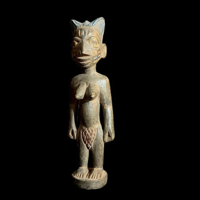 Carved statue tribal wood African Ere Ibeji Figures Yoruba Peoples Nigeria -9758