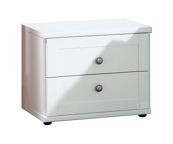 Console de Nuit Table de Chevet Armoire Filou 46x40x38cm Blanc Avec Tiroirs