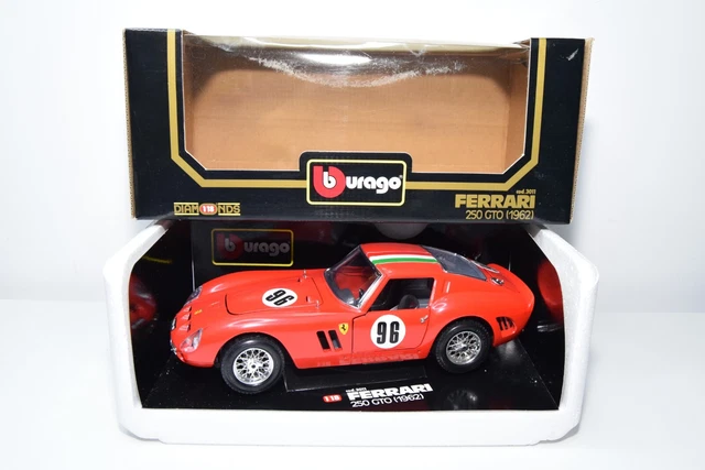 MINIATURE DE COLLECTION 1/18 BURAGO : FERRARI 250 GTO 1962 ROUGE ( D1