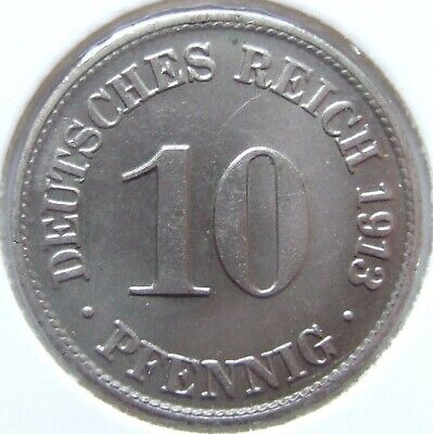 Pièce de Monnaie Reich Allemand Empire 10 Pfennig 1913 D En Uncirculated