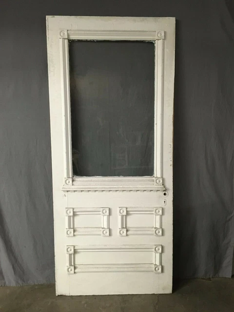 Antique Victorian Solid Wood Entry Door Half Glass Bullseyes Old Vtg 414-19E