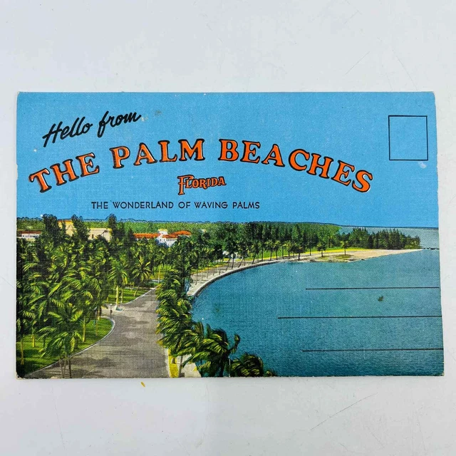 1960s The Palm Beaches Florida Fold Out Postcard Souvenir Book EA1