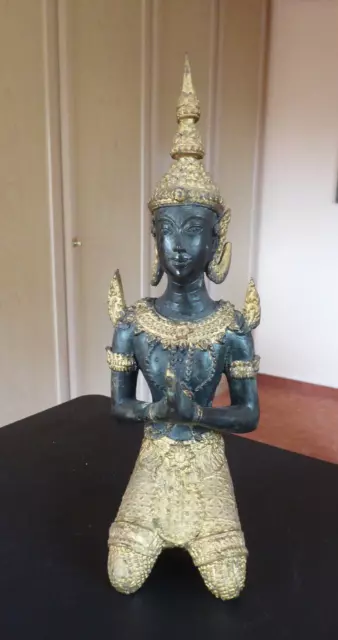 alte Bronzefigur : Tempelwächterin - wahrscheinlich Thailand 2