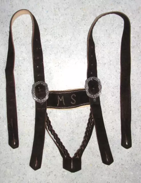 Traditional Costume Leather Suspenders IN Dark Braun To Pants up To Approx.