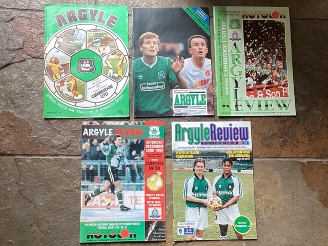 PLYMOUTH ARGYLE COLLECTION of 5 football match programmes v Cambridge ...