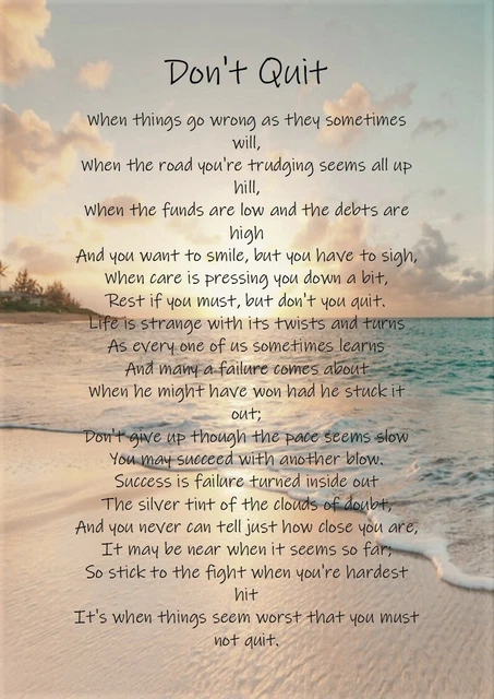 Dont Quit Inspirational Poem FOR SALE! - PicClick UK