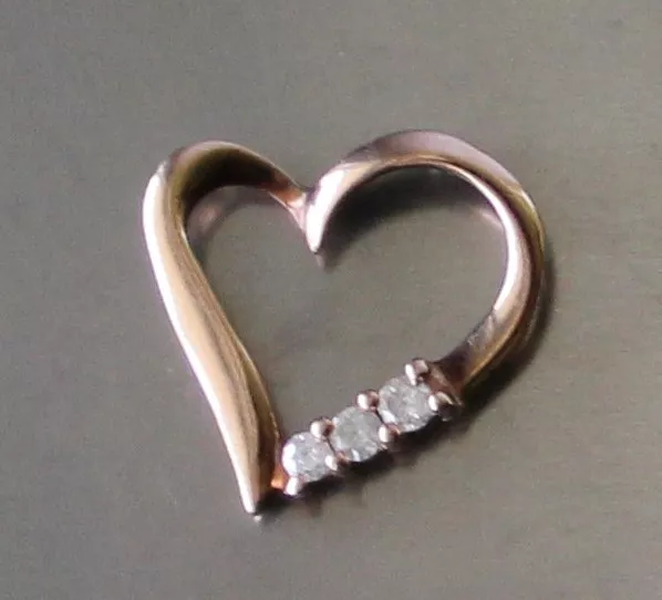 .07 ctw Diamond 10k Solid Yellow Gold HEART Pendant ~ Lovely!