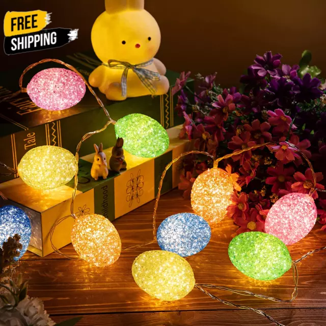 Easter Egg Lights, Pastel Egg String Lights Decorations, 8 Modes Waterproof Batt