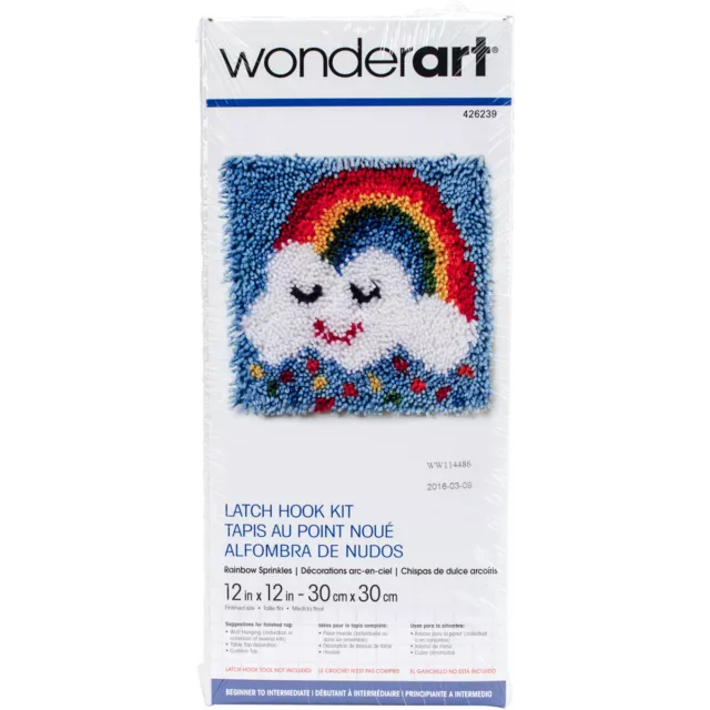 Spinrite Caron Wonderart Latch Hook Kit 12"X12"-Rainbow Sprinkles, 426239C