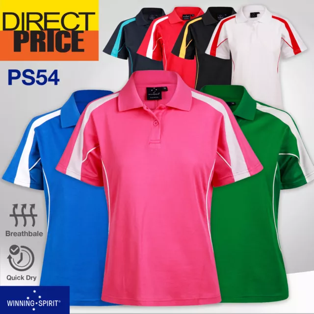 Ladies Polo Shirts Work Casual Short Sleeve Sport Contrast Breathable HiVis PS54